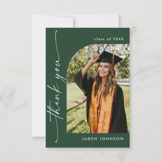 Elegant minimalistisch Afstuderen 2 foto QR code Bedankkaart (Voorkant)