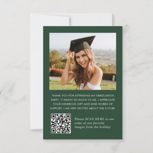 Elegant minimalistisch Afstuderen 2 foto QR code Bedankkaart (Achterkant)