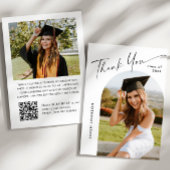 Elegant minimalistisch Afstuderen 2 foto QR code Bedankkaart