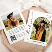 Elegant minimalistisch Afstuderen 2 foto QR code Bedankkaart