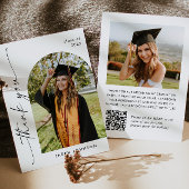 Elegant minimalistisch Afstuderen 2 foto QR code Bedankkaart