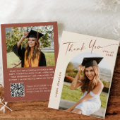 Elegant minimalistisch Afstuderen 2 foto QR code Bedankkaart