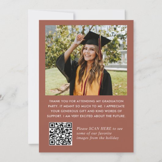 Elegant minimalistisch Afstuderen 2 foto QR code Bedankkaart (Achterkant)