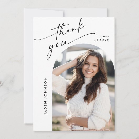 Elegant minimalistisch Afstuderen 2 foto QR code Bedankkaart (Voorkant)