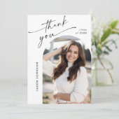 Elegant minimalistisch Afstuderen 2 foto QR code Bedankkaart (Staand voorkant)