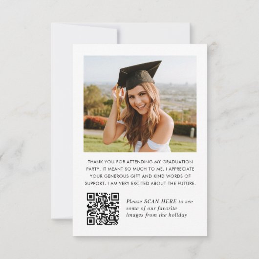 Elegant minimalistisch Afstuderen 2 foto QR code Bedankkaart (Achterkant)