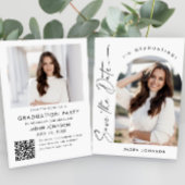 Elegant minimalistisch Afstuderen 2 foto QR code Save The Date