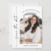 Elegant minimalistisch Afstuderen 2 foto QR code Save The Date (Voorkant)