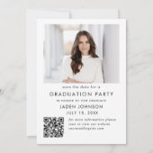 Elegant minimalistisch Afstuderen 2 foto QR code Save The Date (Achterkant)