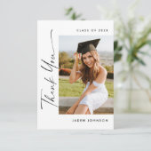 Elegant minimalistisch Afstuderen 4 foto Bedankkaart (Staand voorkant)