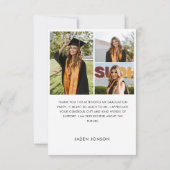 Elegant minimalistisch Afstuderen 4 foto Bedankkaart (Achterkant)