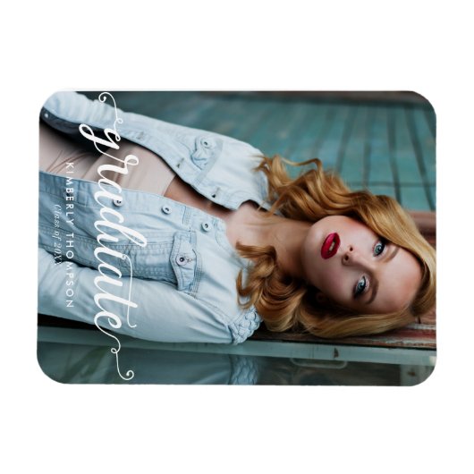 Elegant Minimalistisch Afstuderen Chic Calligrafie Magneet (Horizontaal)