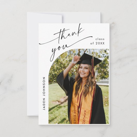 Elegant minimalistisch Afstuderen één foto Bedankkaart (Voorkant)