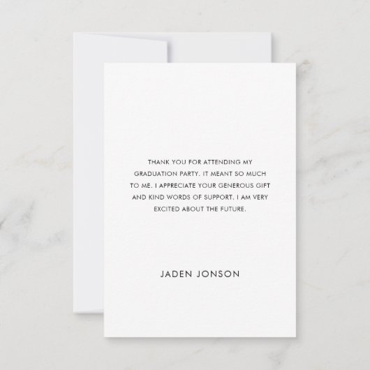 Elegant minimalistisch Afstuderen één foto Bedankkaart (Achterkant)