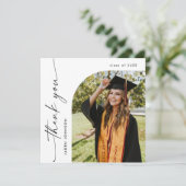 Elegant minimalistisch Afstuderen één foto QR code Bedankkaart (Staand voorkant)