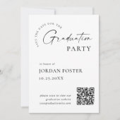 Elegant minimalistisch Afstuderen foto QR code Save The Date (Voorkant)