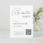 Elegant minimalistisch Afstuderen foto QR code Save The Date (Staand voorkant)