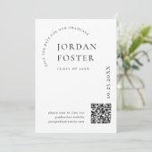 Elegant minimalistisch Afstuderen foto QR code Save The Date (Staand voorkant)