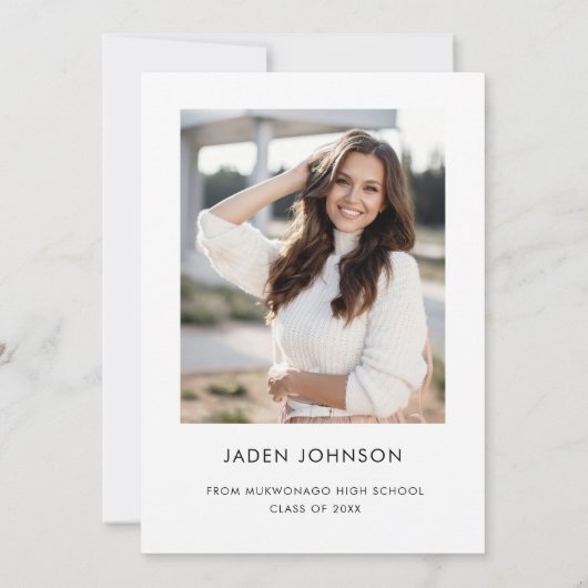 Elegant minimalistisch Afstuderen foto QR code Save The Date (Achterkant)