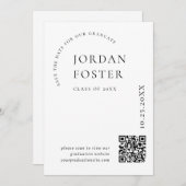 Elegant minimalistisch Afstuderen foto QR code Save The Date (Voorkant / Achterkant)