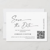 Elegant minimalistisch Afstuderen foto QR code Save The Date (Voorkant)