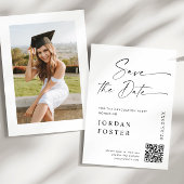 Elegant minimalistisch Afstuderen foto QR code Save The Date