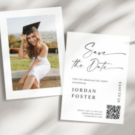Elegant minimalistisch Afstuderen foto QR code Save The Date
