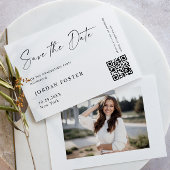 Elegant minimalistisch Afstuderen foto QR code Save The Date