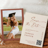 Elegant minimalistisch Afstuderen foto QR code Save The Date