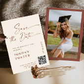 Elegant minimalistisch Afstuderen foto QR code Save The Date