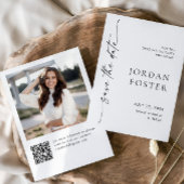 Elegant minimalistisch Afstuderen foto QR code Save The Date