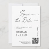 Elegant minimalistisch Afstuderen foto QR code Save The Date (Voorkant)