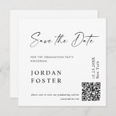 Elegant minimalistisch Afstuderen foto QR code Save The Date (Voorkant / Achterkant)