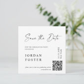 Elegant minimalistisch Afstuderen foto QR code Save The Date (Staand voorkant)