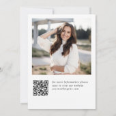 Elegant minimalistisch Afstuderen foto QR code Save The Date (Achterkant)