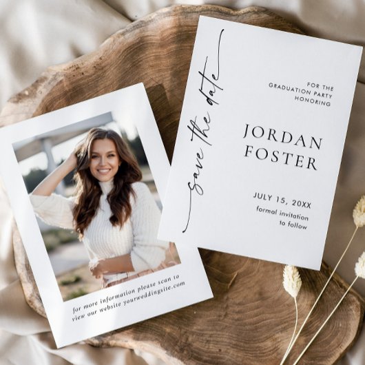 Elegant minimalistisch Afstuderen foto Save The Date