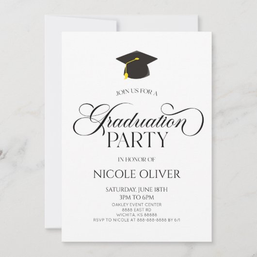 Elegant minimalistisch Afstuderen Kaart (Voorkant)