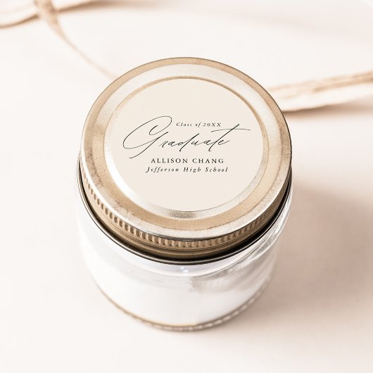 Elegant minimalistisch Afstuderen voor Script-voor Ronde Sticker