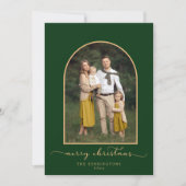 Elegant minimalistisch arch Green Gold-kerstfoto (Voorkant)