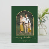 Elegant minimalistisch arch Green Gold-kerstfoto (Staand voorkant)