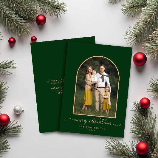 Elegant minimalistisch arch Green Gold-kerstfoto