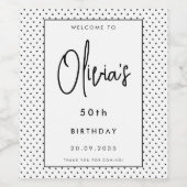 Elegant minimalistisch B&W 50ste verjaardagsfeests Wijn Etiket (Enkel label)