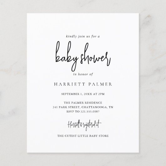 Elegant minimalistisch Baby shower (Voorkant)
