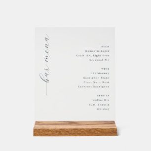 Elegant Minimalistisch Bar Menu Bord
