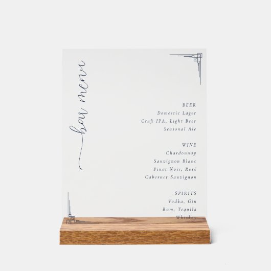 Elegant Minimalistisch Bar Menu Bord (Voorkant)