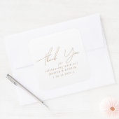 Elegant minimalistisch bedankt Gold Script Vierkante Sticker (Envelop)