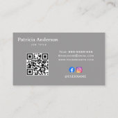 Elegant minimalistisch bedrijf Logo QR code | Grij Visitekaartje (Achterkant)