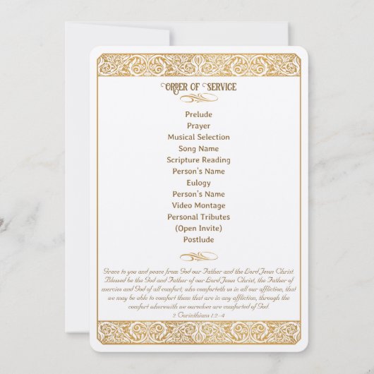 Elegant  minimalistisch begrafenisprogramma kaart (Achterkant)