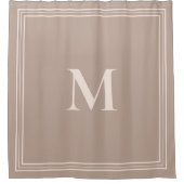 Elegant minimalistisch beige monogram douchegordijn (Voorkant)