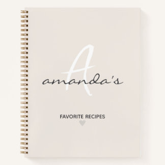 Elegant minimalistisch beige recept notitieboek